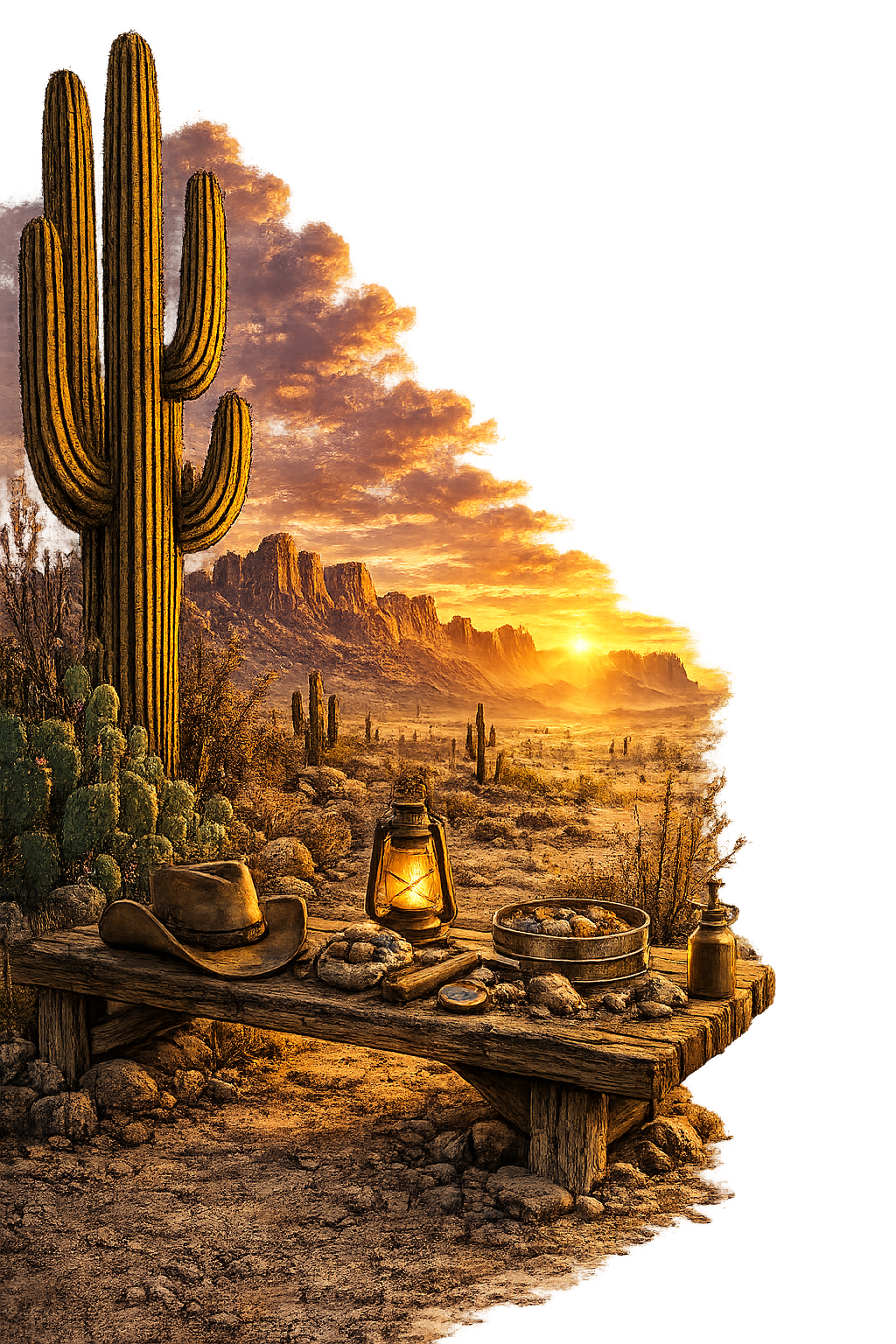 Open journal with agate in the desert